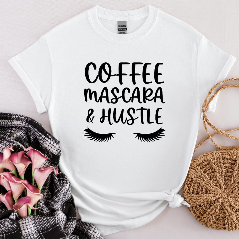 Coffee, Mascara, & Hustle Graphic T-shirt